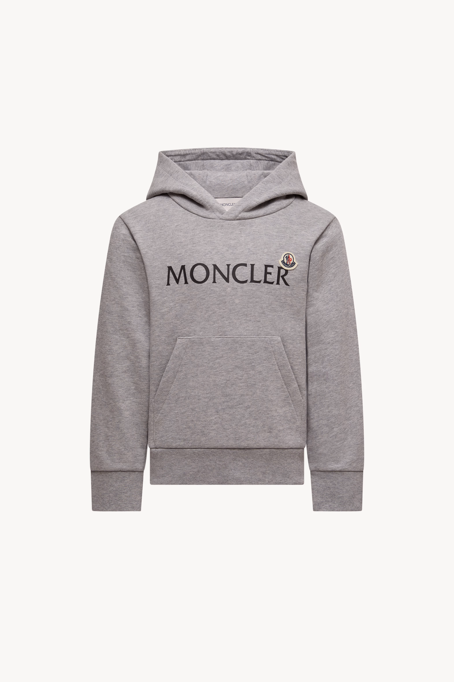 Logo Cotton Hoodie Boy Grey Moncler 0